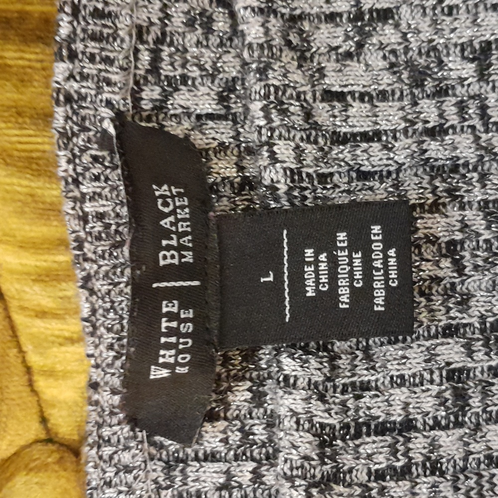 White House Black Market Asymmetrical Balck & Gray Sweater - Picture 2 of 5